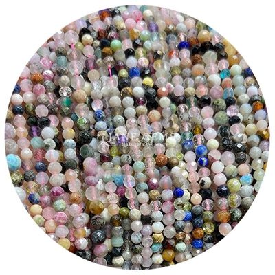 Perles de pierres précieuses cristallines naturelles à faces rondes, petite morganite, noire, rustiquée, quartz