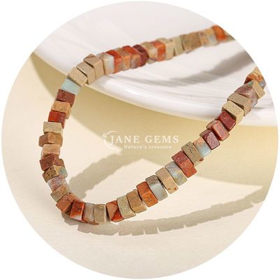 Gros de perles en jade naturel vrais perles en opales blanches perles en vrac en forme de tranche carrée perles en vrac espaceurs pour bijoux bricolage