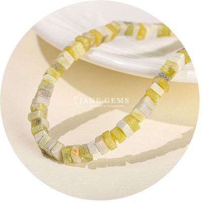Gros de perles en jade naturel vrais perles en opales blanches perles en vrac en forme de tranche carrée perles en vrac espaceurs pour bijoux bricolage