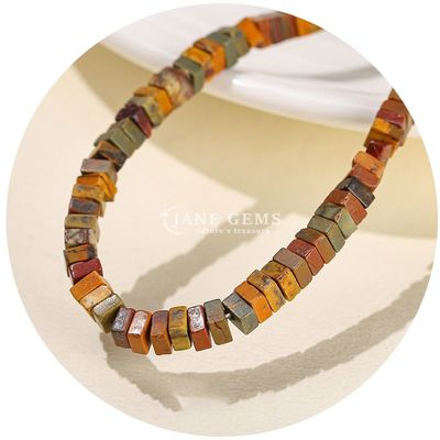 Gros de perles en jade naturel vrais perles en opales blanches perles en vrac en forme de tranche carrée perles en vrac espaceurs pour bijoux bricolage
