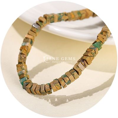 Gros de perles en jade naturel vrais perles en opales blanches perles en vrac en forme de tranche carrée perles en vrac espaceurs pour bijoux bricolage