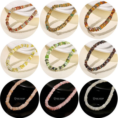Gros de perles en jade naturel vrais perles en opales blanches perles en vrac en forme de tranche carrée perles en vrac espaceurs pour bijoux bricolage