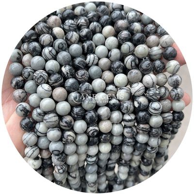 Gros de pierre naturelle perles rondes en vrac 8 mm rose zèbre jaspe perles lâches tourmaline perles rondes espaceurs pour bijoux