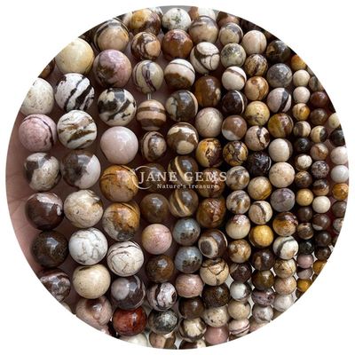 Gros de pierre naturelle perles rondes en vrac 8 mm rose zèbre jaspe perles lâches tourmaline perles rondes espaceurs pour bijoux