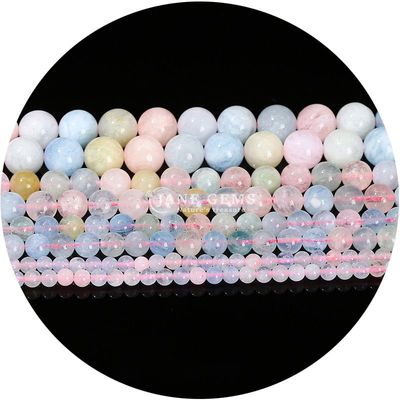 Vente en gros de perles naturelles 2A Prune fleur Tourmaline rondes et lâches Perles de pierre de lune Florite de pierre de soleil Perles espaceuses pour bijoux