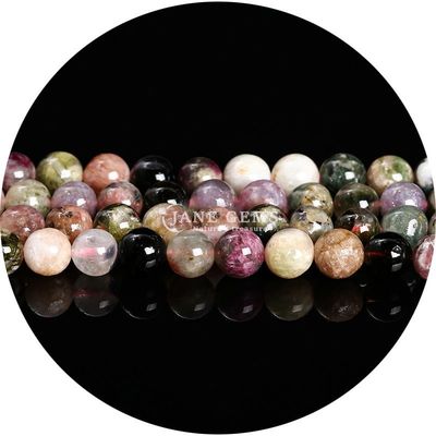 Vente en gros de perles naturelles 2A Prune fleur Tourmaline rondes et lâches Perles de pierre de lune Florite de pierre de soleil Perles espaceuses pour bijoux