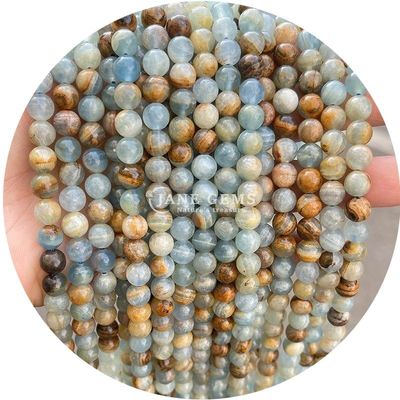 Vente en gros de perles naturelles 2A tourmaline ronde en pierre de lune perles en pierre de lune arc-en-ciel fluorite perles espaceurs pour bijoux