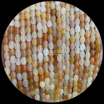 L'œil de tigre Jaune Aventurine Perle de pierre précieuse en forme de riz naturel en cristal de pierre Franges de perles lâches pour bracelets