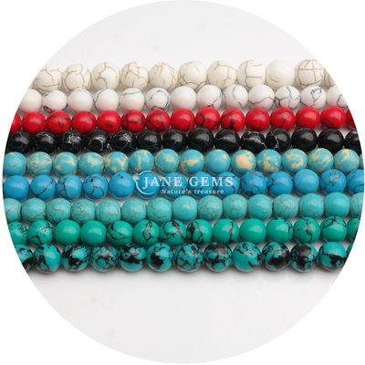 Gros de pierre ronde Howlite Perles lâches Turquoise Perles lâches Rondes Perles espaceurs pour la fabrication de bijoux