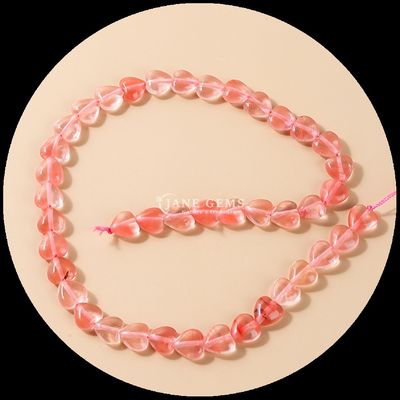 Rose Quartz Carnélien Perle de pierre précieuse en forme de cœur en cristal naturel