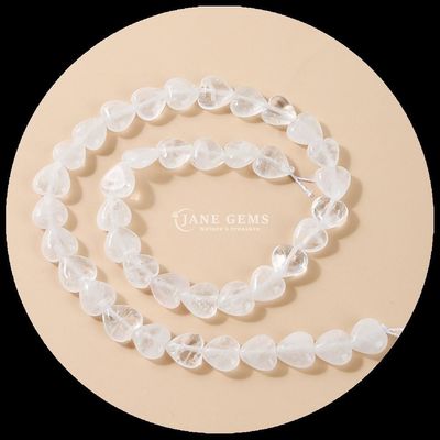Jade blanche or pierre de sable perle de pierre précieuse cristalline naturelle en forme de cœur pierre perle en vrac fils pour bracelets