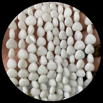 Jade blanche or pierre de sable perle de pierre précieuse cristalline naturelle en forme de cœur pierre perle en vrac fils pour bracelets