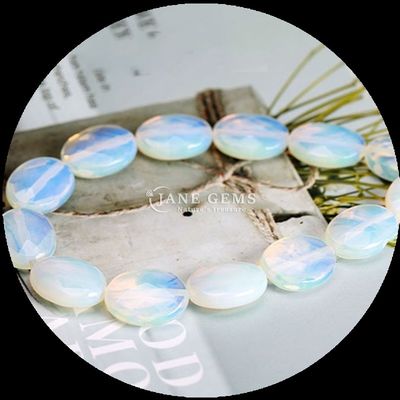Perles de perles à forme ovale à facettes cristallines naturelles opalite bleu point pierre perles lâches pour bracelets