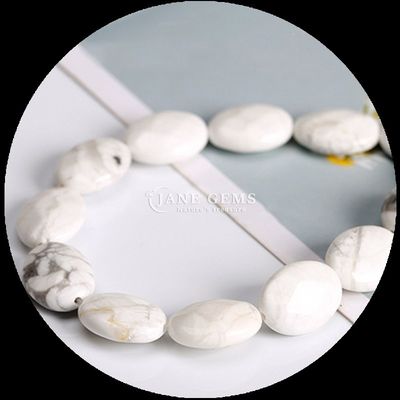 Perles de pierre précieuse à forme ovale à facettes cristalline naturelle Howlite Flocon de neige Obsidian pierre perles lâches fils pour bracelets