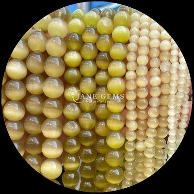 Orange Pourpre Jaune Coloré Forme ronde Oeil de chat Franges de perles lâches Taille de perle 4 mm/6 mm/8 mm/10 mm/12 mm