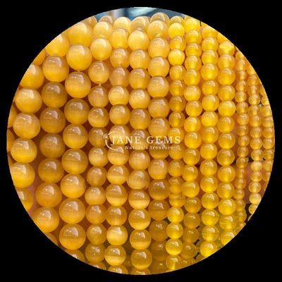 Or Olivier bleu couleur pierres précieuses perles ronde forme œil de chat perles lâches fils pour bijoux faits à la main