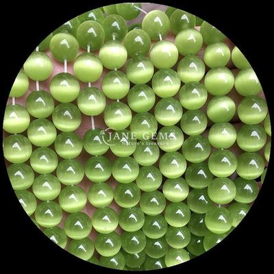 Or Olivier bleu couleur pierres précieuses perles ronde forme œil de chat perles lâches fils pour bijoux faits à la main