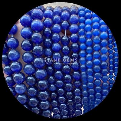 Or Olivier bleu couleur pierres précieuses perles ronde forme œil de chat perles lâches fils pour bijoux faits à la main