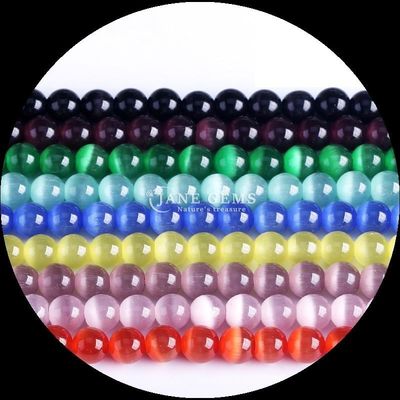 Rouge bleu violet coloré perles ronde forme œil de chat perles lâches fils pour l' énergie de guérison et de cadeaux