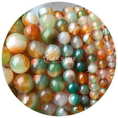 Agates naturels Perles de pierre lisse rondes Perles d'espacement lâches Pour les bijoux Faire des bracelets bricolage