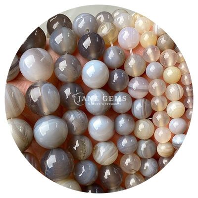 Agates naturels Perles de pierre lisse rondes Perles d'espacement lâches Pour les bijoux Faire des bracelets bricolage