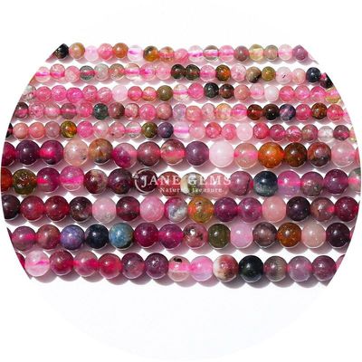 Pierre semi-précieuse Citrine Tourmaline Guérisseur Franges de perles rondes lâches Pour faire des cadeaux d'anniversaire