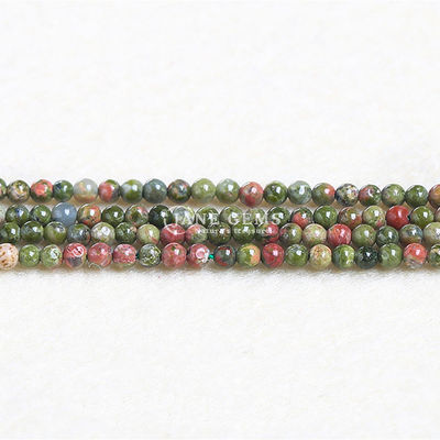 Forme ronde cristalline Perles lâches fil clair Quartz Unakite Pour faire de l'artisanat