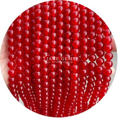 Lavande Chalcédoine rouge vif Chalcédoine ronde Perles éparses Produits semi-finis Décoration de bijoux