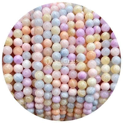 Lissé lisse Héthien Jade Blanc Chalcédoine Légère Pêche Chalcédoine Perles lâches Pour la fabrication de bijoux bricolage