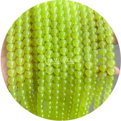 Lissé lisse Héthien Jade Blanc Chalcédoine Légère Pêche Chalcédoine Perles lâches Pour la fabrication de bijoux bricolage