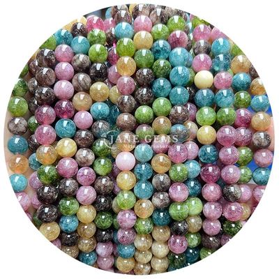 Jades ronds mixtes Perles de pierre calcédoine guérisseuses Cristal pierre naturelle Perles lâches Décoration de bijoux