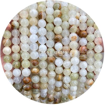 Jades ronds mixtes Perles de pierre calcédoine guérisseuses Cristal pierre naturelle Perles lâches Décoration de bijoux