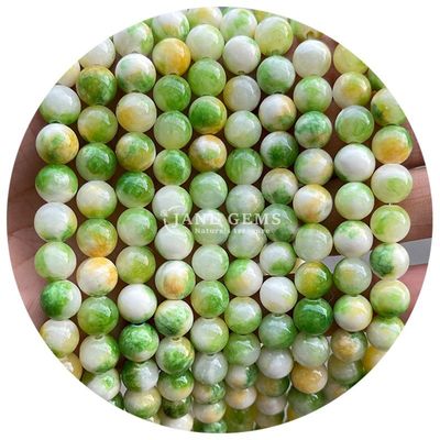 Des perles de pierre de calcédoine de couleur ronde de jade, des perles de pierre naturelle de cristal pour la fabrication de bijoux.