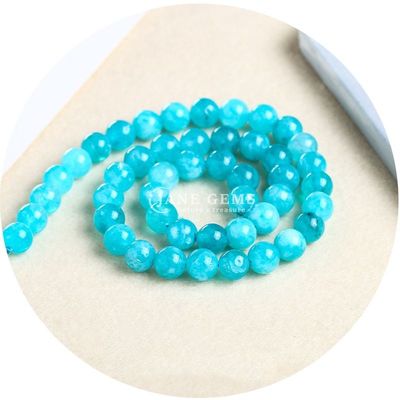 Xinjiang Chalcédoine perles de fils de pierre de forme ronde pour les bijoux en couleur amazonienne