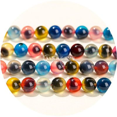 Arc-en-ciel sucre agate perles lâches perles rondes bricolage bijoux accessoires perles pour la fabrication de cadeaux