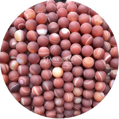 Perles d'agate à rayures rouges naturelles Sardonyx Agate mate rond Perles lâches pour la fabrication de bijoux