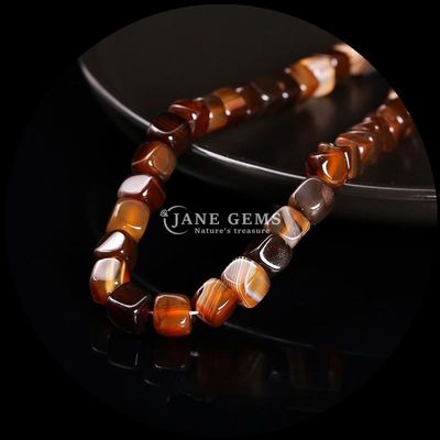 Forme carrée cube Perle de pierre précieuse naturelle Citron Jade Rhodonite Franges de perles lâches pour la guérison et le bricolage bijoux Ma