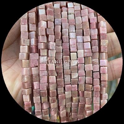 Forme carrée cube Perle de pierre précieuse naturelle Citron Jade Rhodonite Franges de perles lâches pour la guérison et le bricolage bijoux Ma