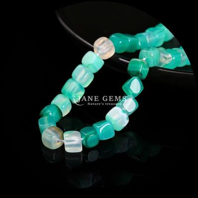 Forme carrée cube Perle de pierre précieuse naturelle bleue rayée Agate Perles lâches pour la guérison et le bricolage bijoux Ma