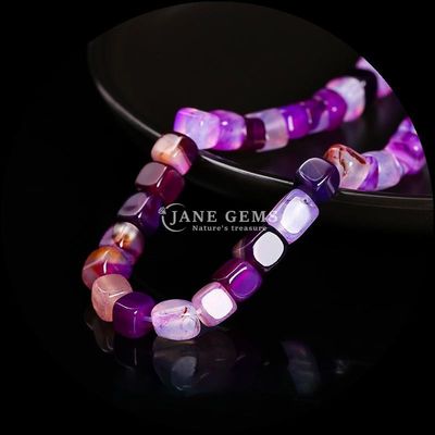 Forme carrée cube Perle de pierre précieuse naturelle bleue rayée Agate Perles lâches pour la guérison et le bricolage bijoux Ma