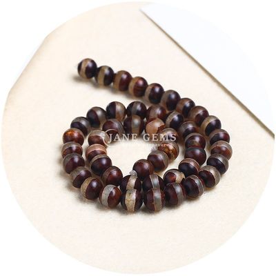 Agate de forme ronde de pierre brune de football Dzi Perles pour les bijoux et l'artisanat faire soi-même