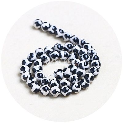 Agate de forme ronde de pierre brune de football Dzi Perles pour les bijoux et l'artisanat faire soi-même