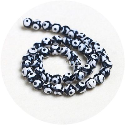 Agate de forme ronde de pierre brune de football Dzi Perles pour les bijoux et l'artisanat faire soi-même