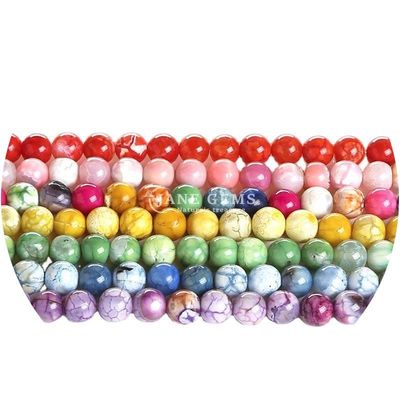 Agate de glace de différentes couleurs à la forme ronde lisse Perles lâches pour la fabrication de bijoux et d'artisanat