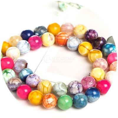 Agate de glace de différentes couleurs à la forme ronde lisse Perles lâches pour la fabrication de bijoux et d'artisanat
