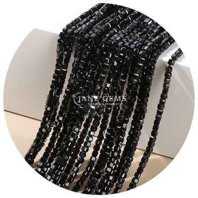 Lisseux cristallin à perles lâches en argent obsidienne tourmaline pour faire de l'artisanat