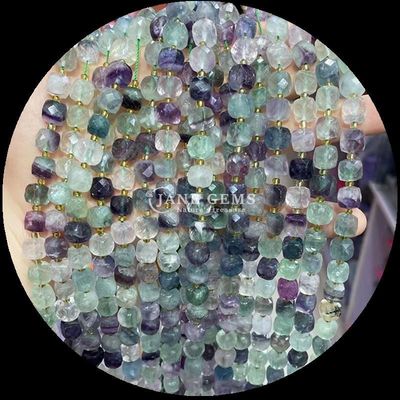 Des perles en pierre précieuse naturelle en forme de cube, en fluorite, en morganite, en fils lâches, pour la fabrication de bijoux.