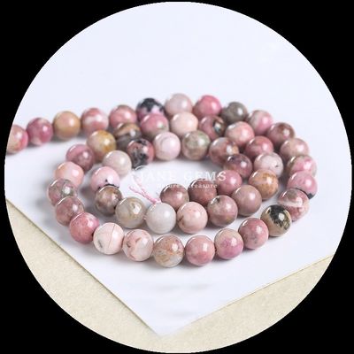 Coloriages ronds de pierres précieuses perles grenat morganite pour bijoux faire des bracelets bricolage colliers / boucles d'oreilles