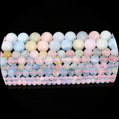 Coloriages ronds de pierres précieuses perles grenat morganite pour bijoux faire des bracelets bricolage colliers / boucles d'oreilles