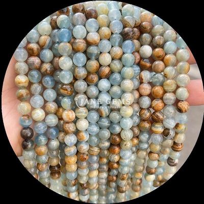 pierre précieuse naturelle avec coupe ronde pierre de lune fluorite Océan Jaspe Franges lâches perles pour bijoux de bricolage
